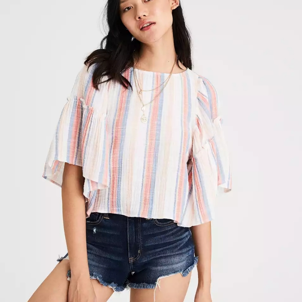 American Eagle Pastel Stripe Crop Top Size XS
